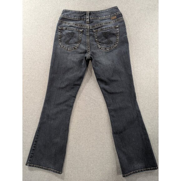 Silver Jeans Womens Size 27 blue Suki Bootcut Thick Stitch Faded Whiskers Boho - Picture 8 of 14